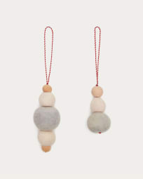 Dempsey set of 2 hanging bauble strings made from grey felt