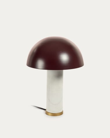 Zorione table lamp in white marble and metal, with a painted brown finish